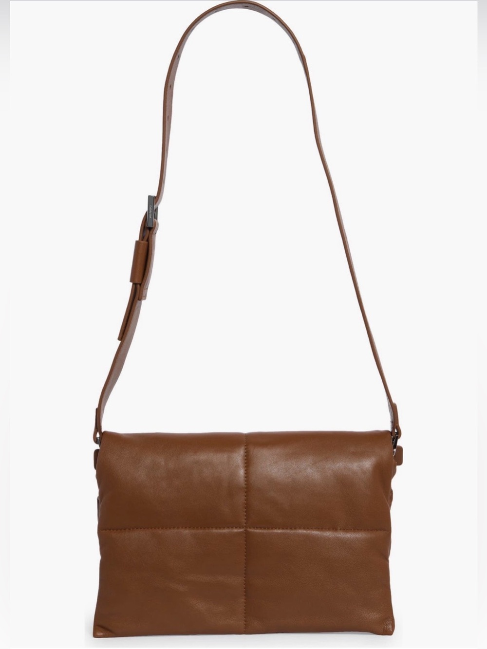 AllSaints Vittoria Quilted Leather Shoulder Bag Sepia Brown Y2K Minimalist